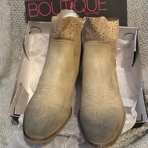 Corkys Beige Ankle Booties with Cutout Design